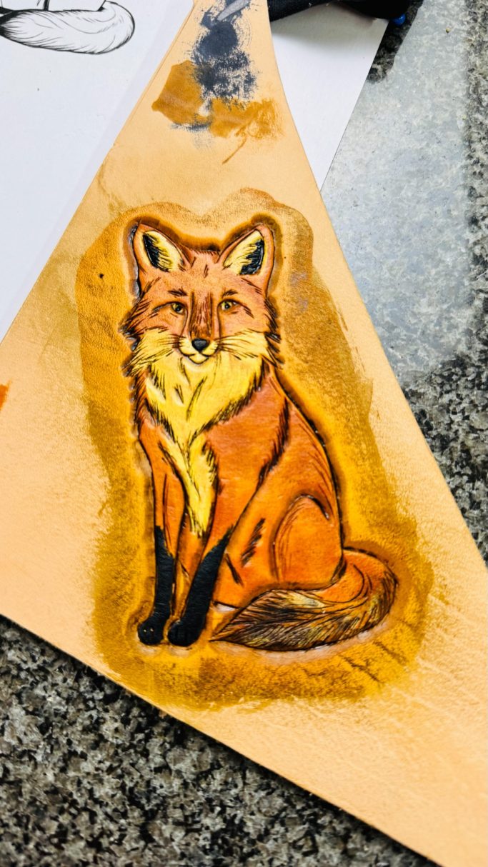 Muster eines punzierten Fuchs auf Leder